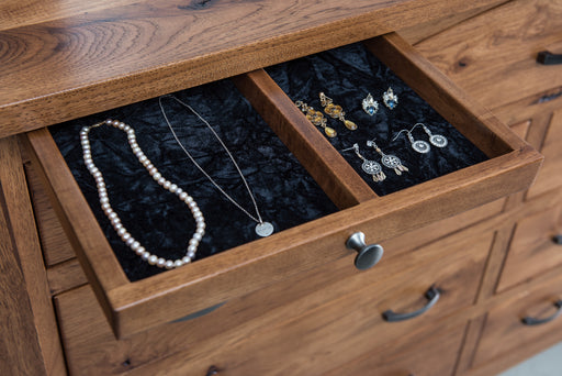 Hoosier Heritage 7 Drawer Dresser w/Arch Drawer, 2 Jewelry Drawers