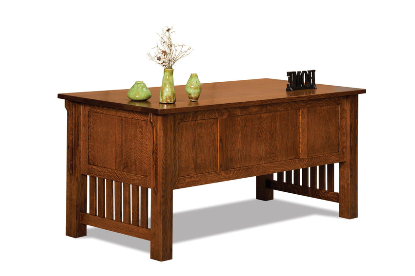 Bridger Mission 4 drawer desk w/finished backside