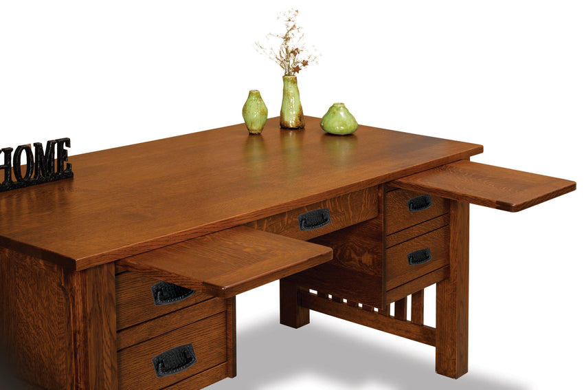 Bridger Mission 4 drawer desk w/finished backside