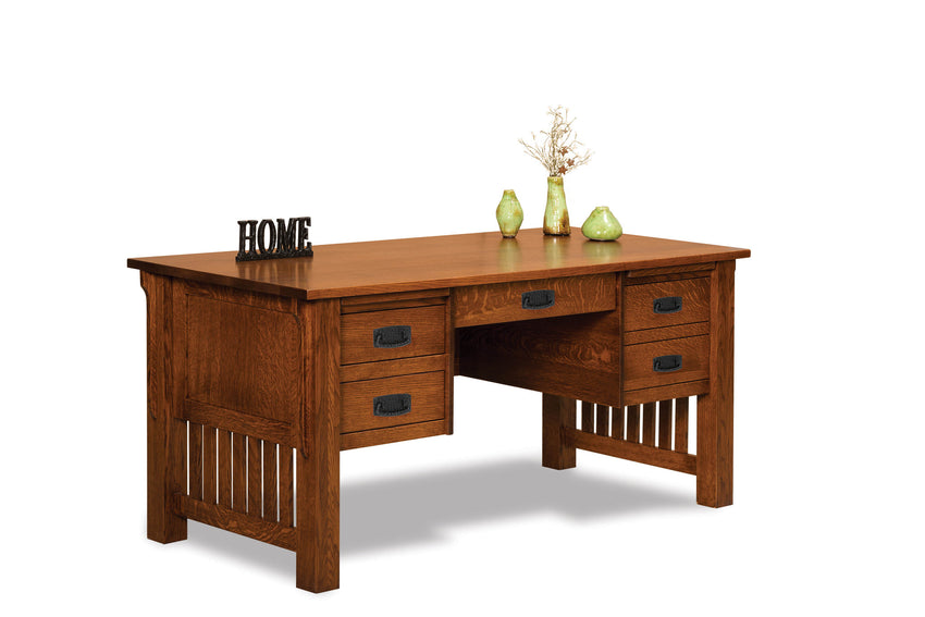 Bridger Mission 4 drawer desk w/finished backside