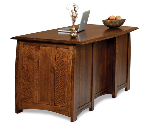 Boulder Creek 7 drawer desk w/finished backside & curved top
