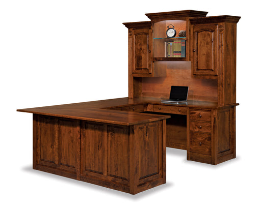 Victorian 10 drawer U desk w/Hutch Top
