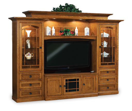 Manhattan Mission Wall Unit w/Adj. Bridge for wide screen TV’s