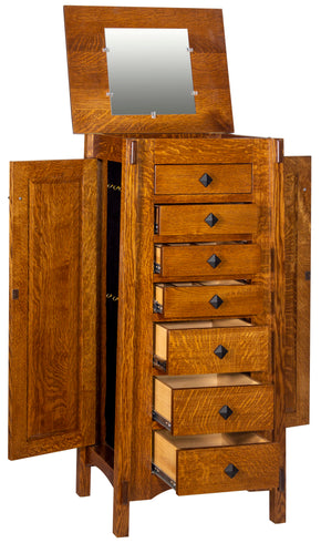 Flush Mission Jewelry Armoire with lockable door