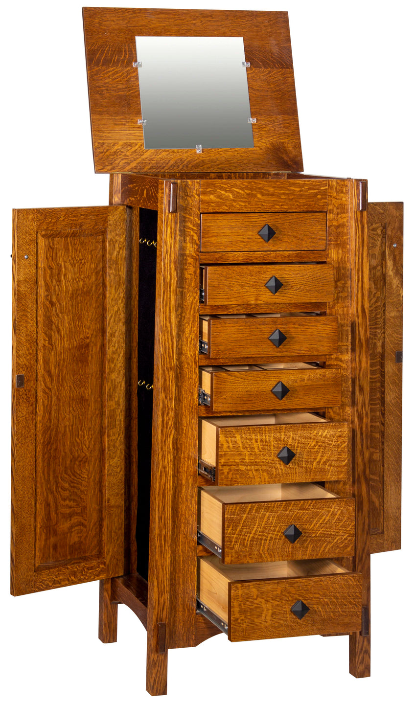 Flush Mission Jewelry Armoire with lockable door