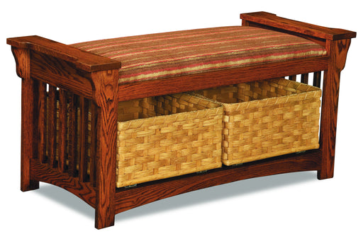 Mission Slat Bench with Baskets