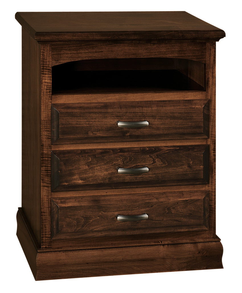 Adrianna Nightstand, 3 drawers with Opening