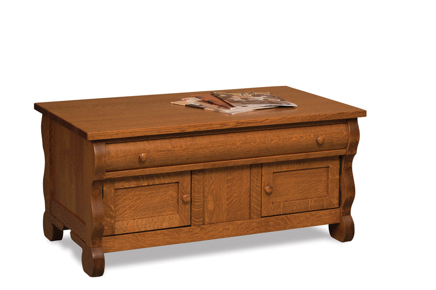 Old Classic Sleigh Enclosed Coffee Table w/Drawer, Doors