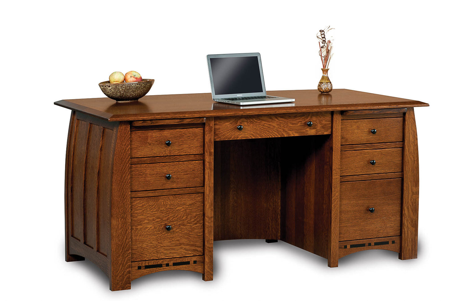 Boulder Creek 7 drawer desk w/unfinished backside