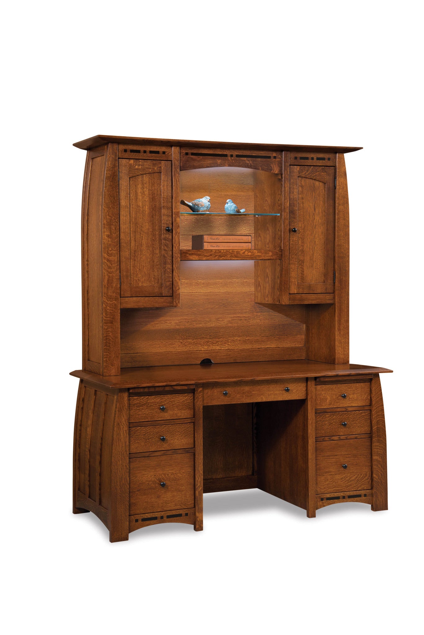 Boulder Creek 7 drawer desk w/2 Door Hutch top