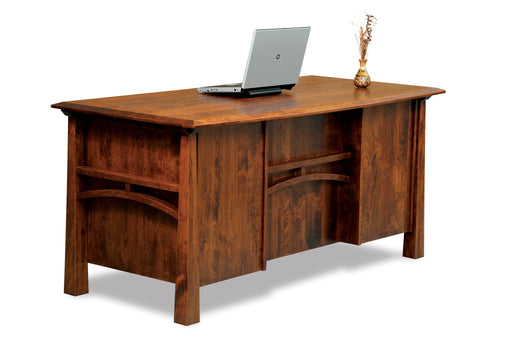 Artesa 5 drawer desk w/finished backside & curved top