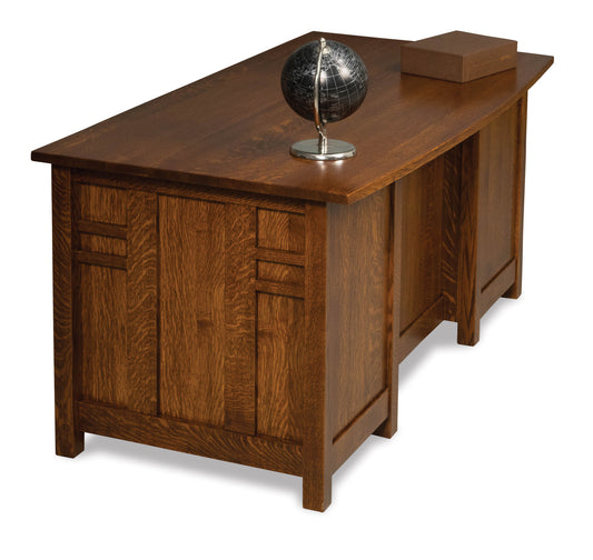 Kascade 7 drawer desk w/finished backside & curved top