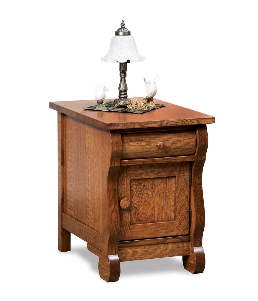 Old Classic Sleigh Enclosed End Table w/Drawer & Door
