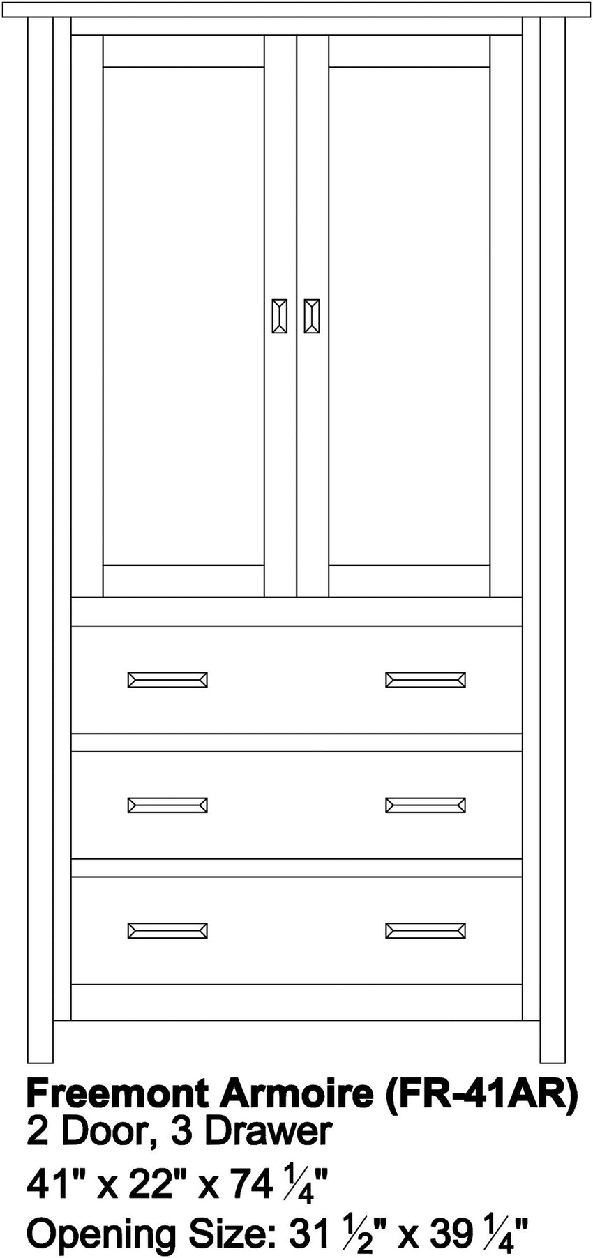 Freemont Mission Armoire, 2 Door, 3 Drawer
