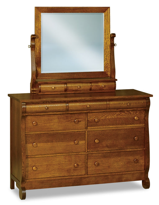 Old Classic Sleigh Beveled Swinging Mirror w/3 Drawers