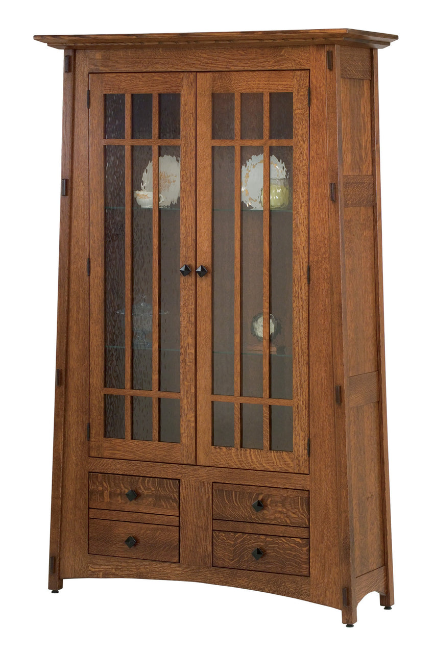 McCoy Bookcase with full glass mullion doors & drawers with side mount slides