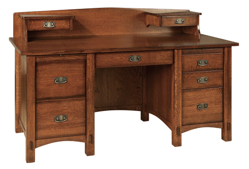 Springhill Desk with Pencil Drawer and 1 File Drawer and 2 Smaller Drawers on Right, w/Topper