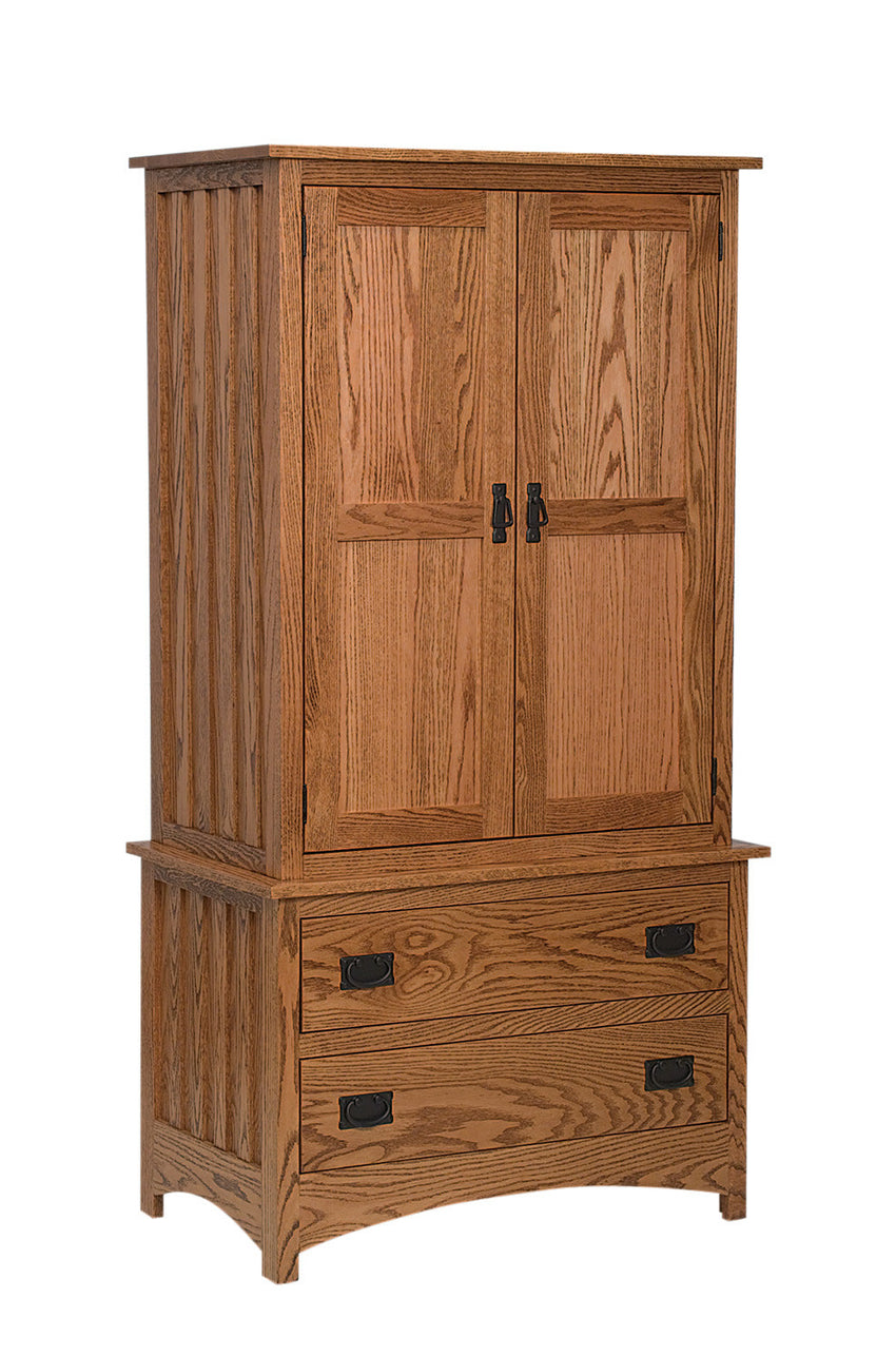 Schwartz Mission Armoire Chest on Chest,  2 Drawers, 2 Doors (2 pc)
